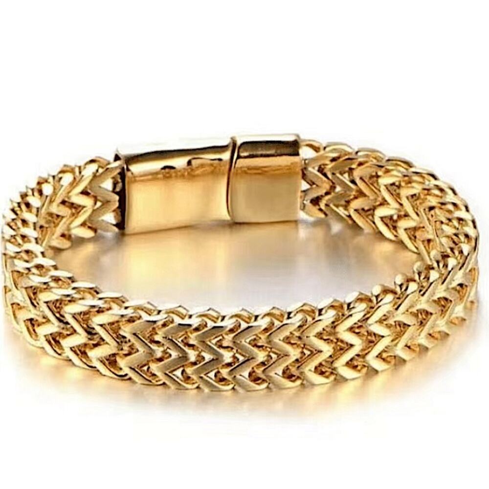 Gold Stainless Steel Magnetic Bracelet Buckle Chain Link 10mm - Picture 3 of 3